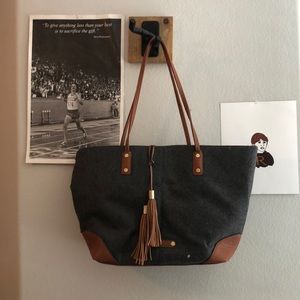 Gray and Brown Leather Purse